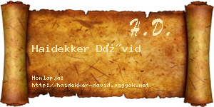 Haidekker Dávid névjegykártya