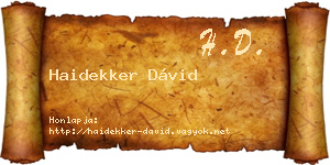 Haidekker Dávid névjegykártya